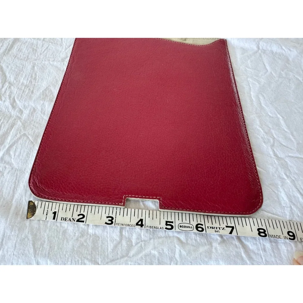 Levenger Fine Leather Red Case 8.5x10 Tablet Notepad Slipcover Sleeve Pouch
